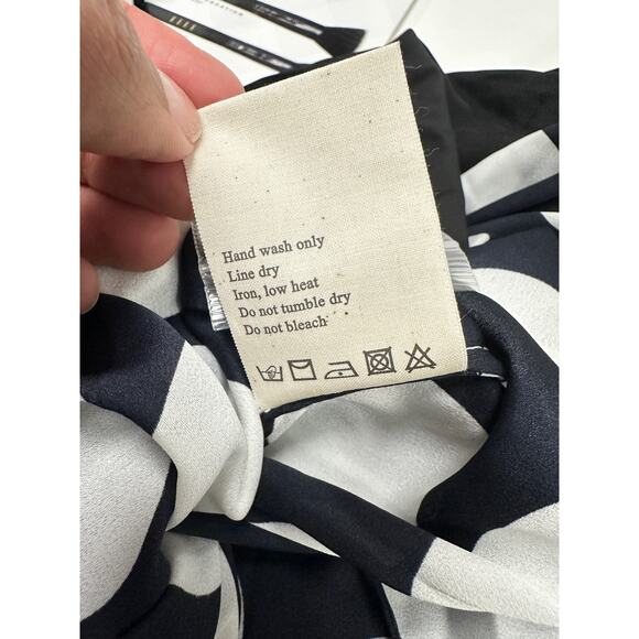 Awake A.W.A.K.E. V-Neck Draped One-Sleeve Asymmetric Polka-Dot Dress - Picture 13 of 15